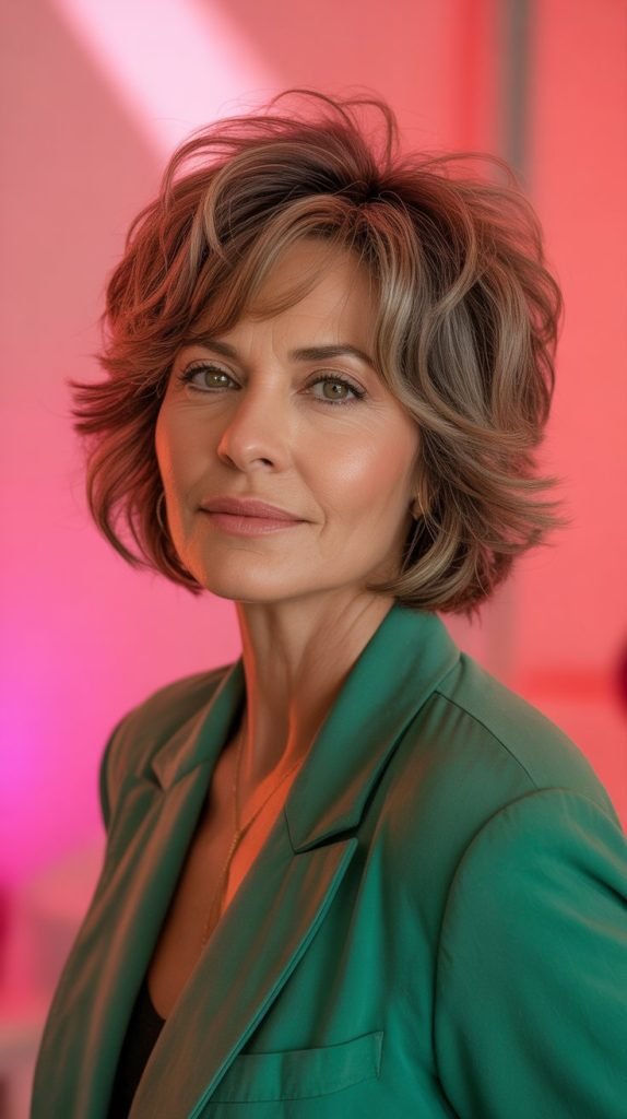 Short Feathered Bob with Volume