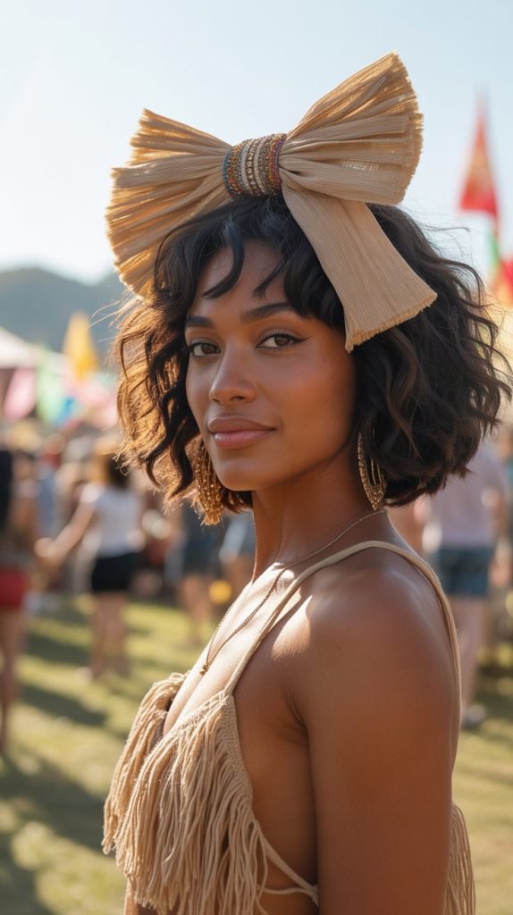 27. Shaggy Bob with Bohemian Bow