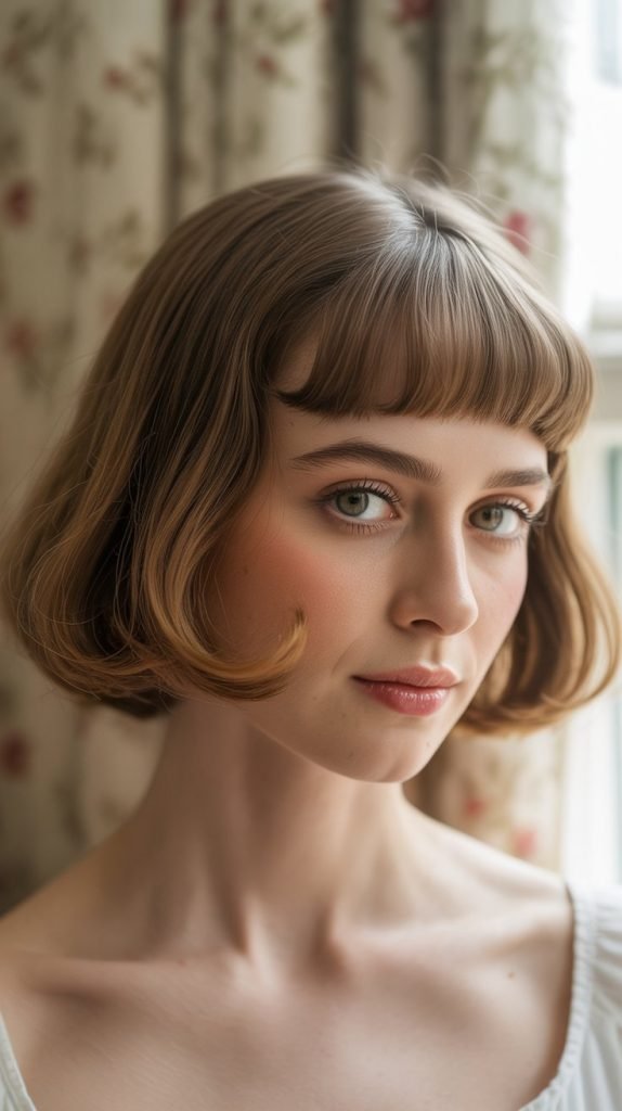 Ear-Length Bob with Curtain Bangs