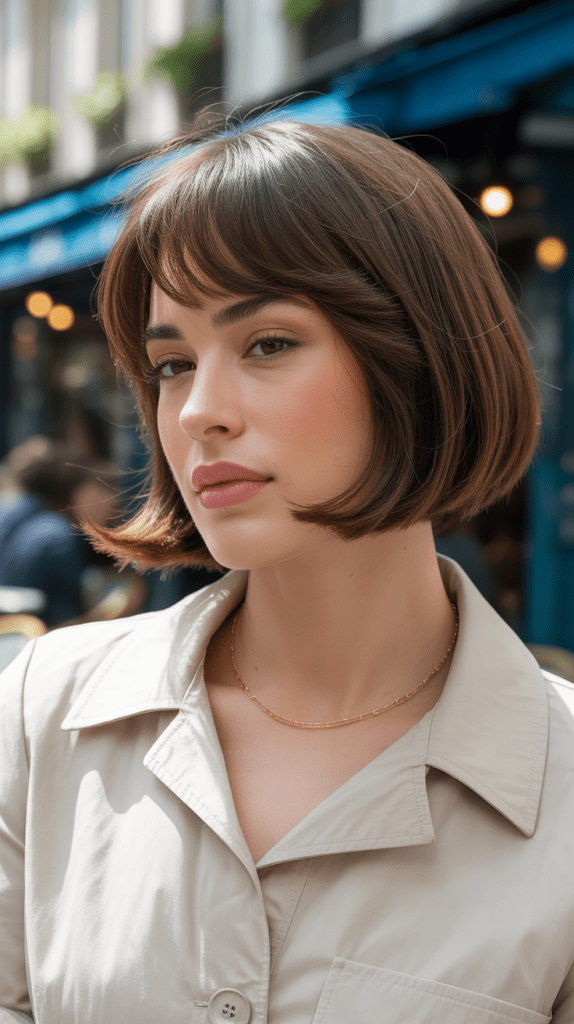 Classic French Bob with Side-Swept Bangs