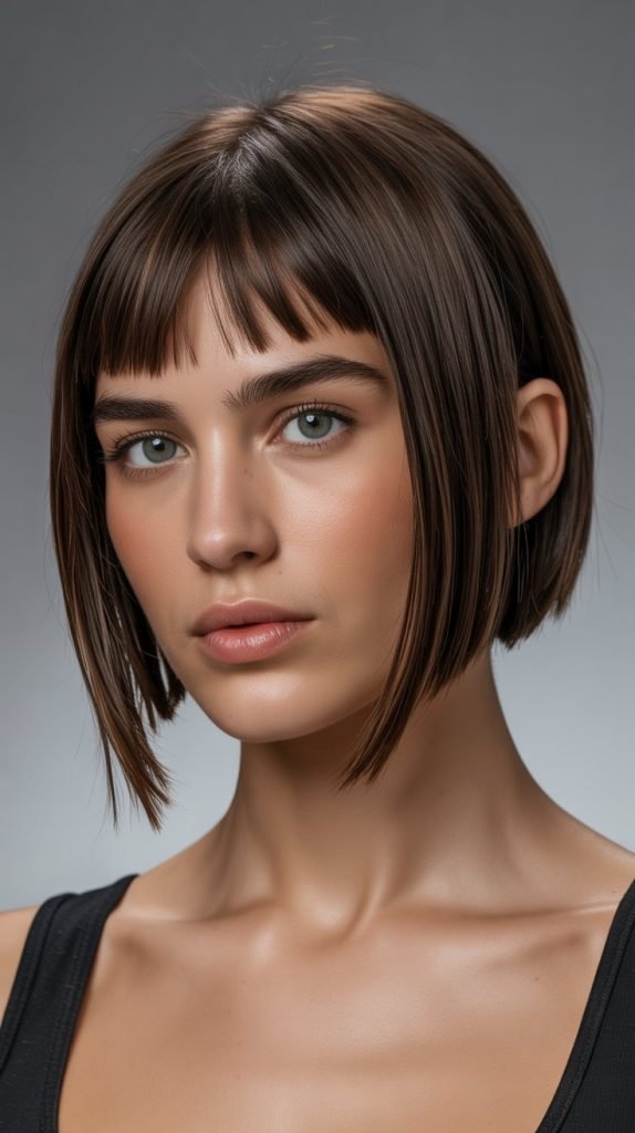 Disconnected Micro Bob with Heavy Bangs