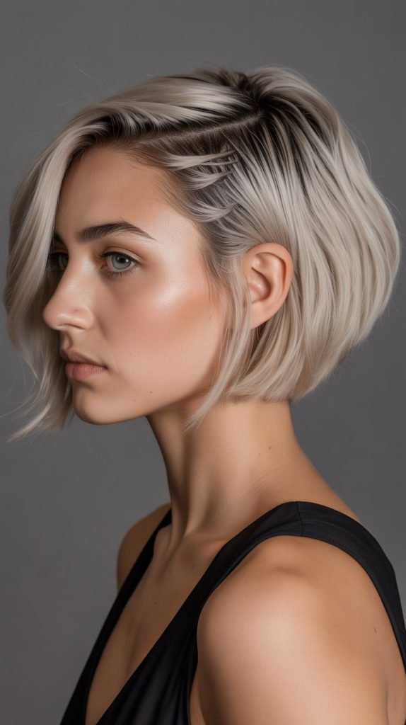 Edgy French Bob with Undercut Details