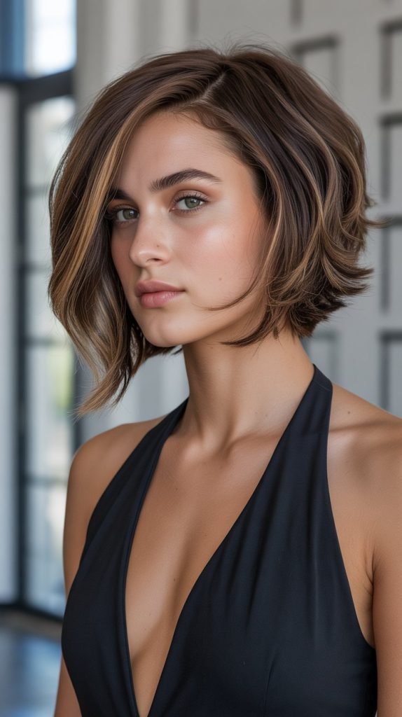  Layered Bob with Deep Side Part