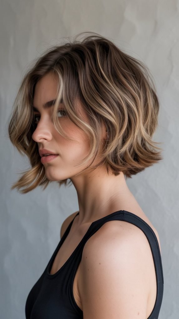 3. Textured Layered Bob with Hidden Undercut