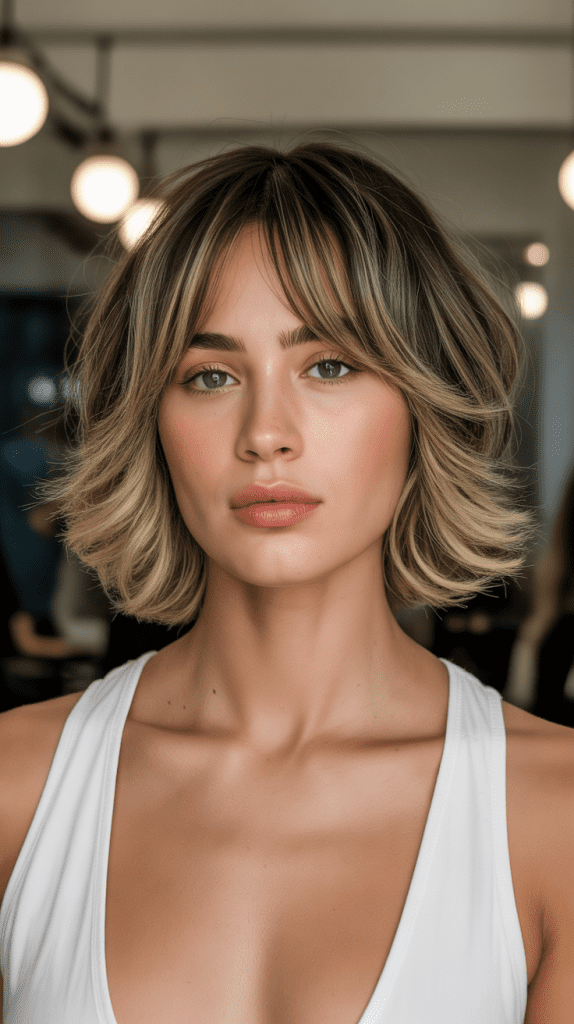  Layered French Bob with Curtain Bangs