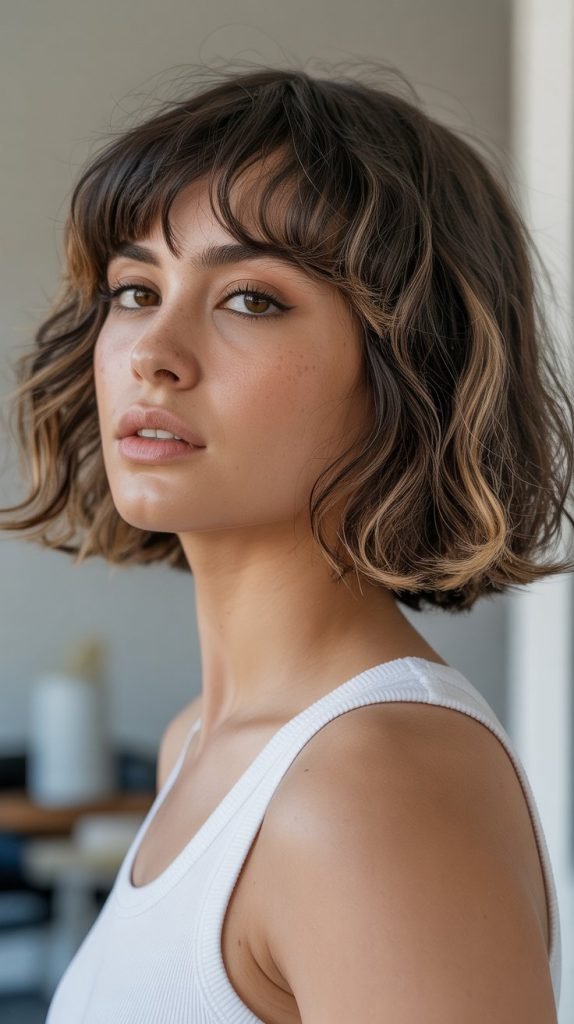 Natural Micro Bob with Organic Bangs