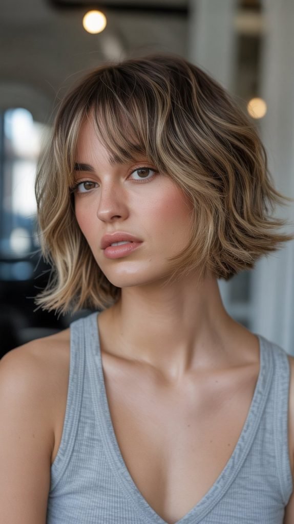 12. Shaggy Bob with Curtain Bangs