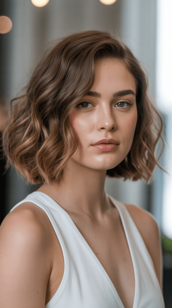 Wavy Chin Bob with Side Part
