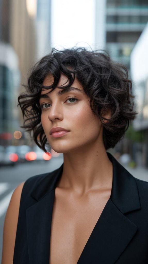 Asymmetrical Curly Cut