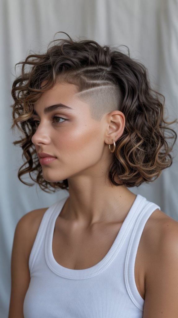 5. Curly Bob with Fade Undercut