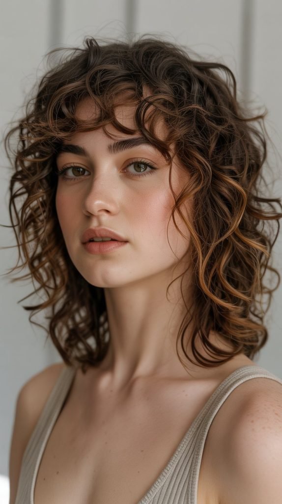Curly Shag with Bangs
