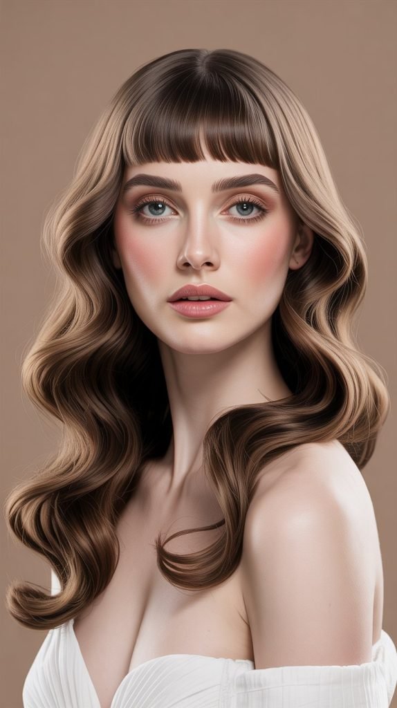 Curved Bangs with Loose Spirals