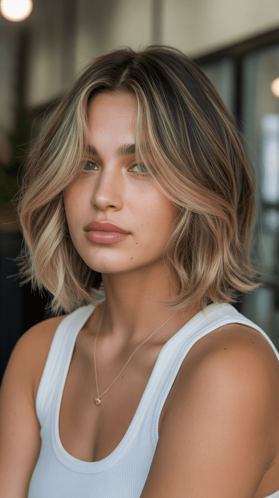 French Bob with Highlights and Lowlights