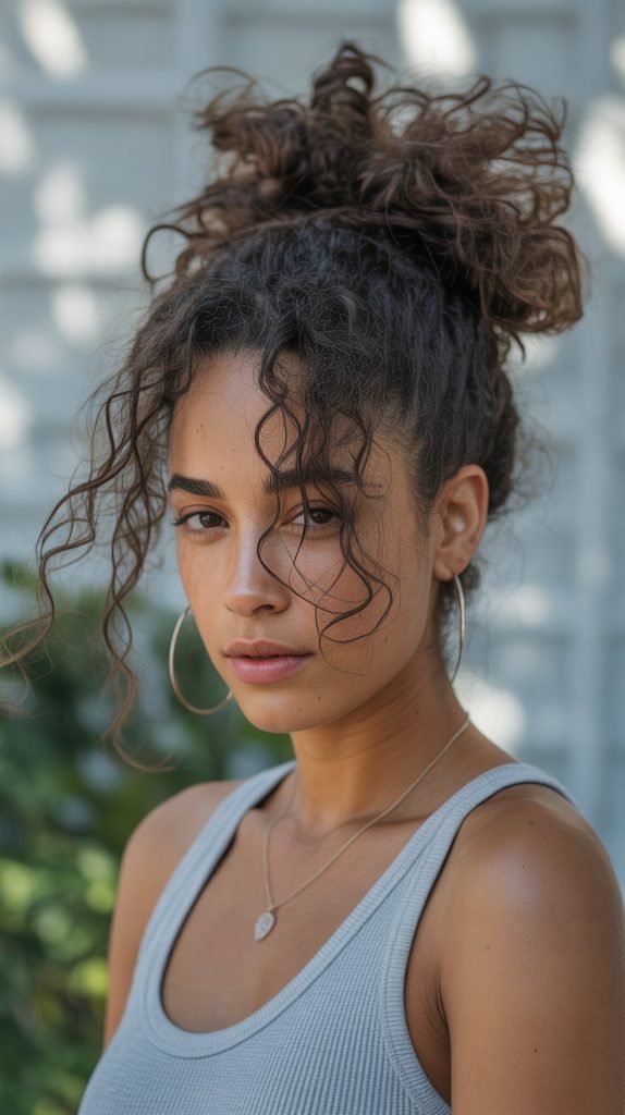 Messy Bun with Escaped Curls