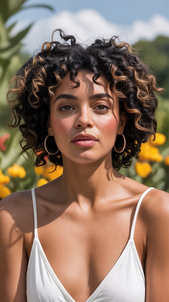 Feathered Bangs with Kinky Coils