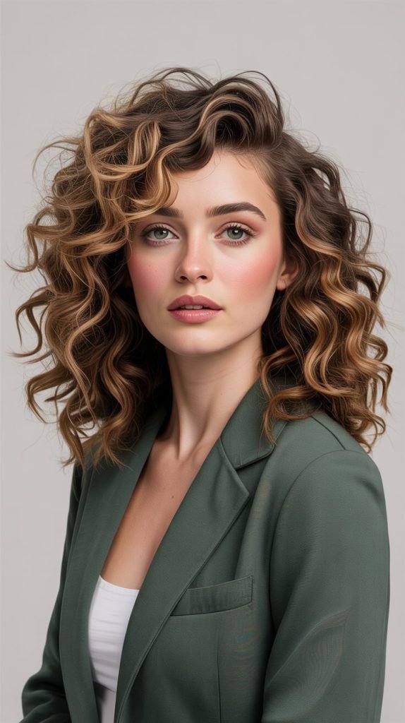 Graduated Side Bangs with Kinky Curls