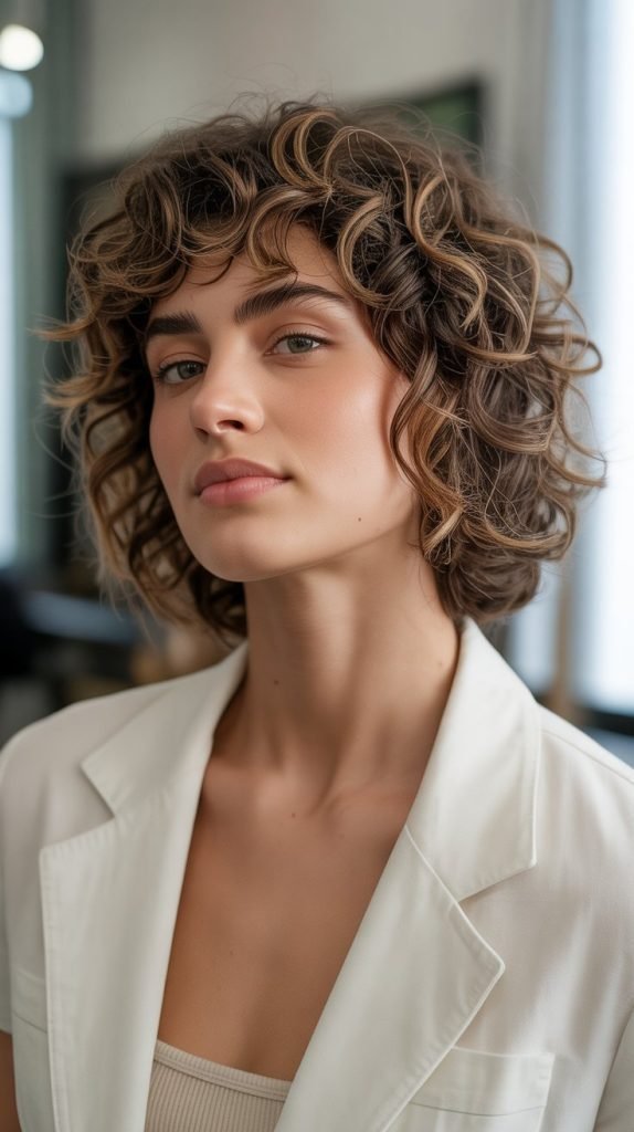4. Curly Shaggy French Bob