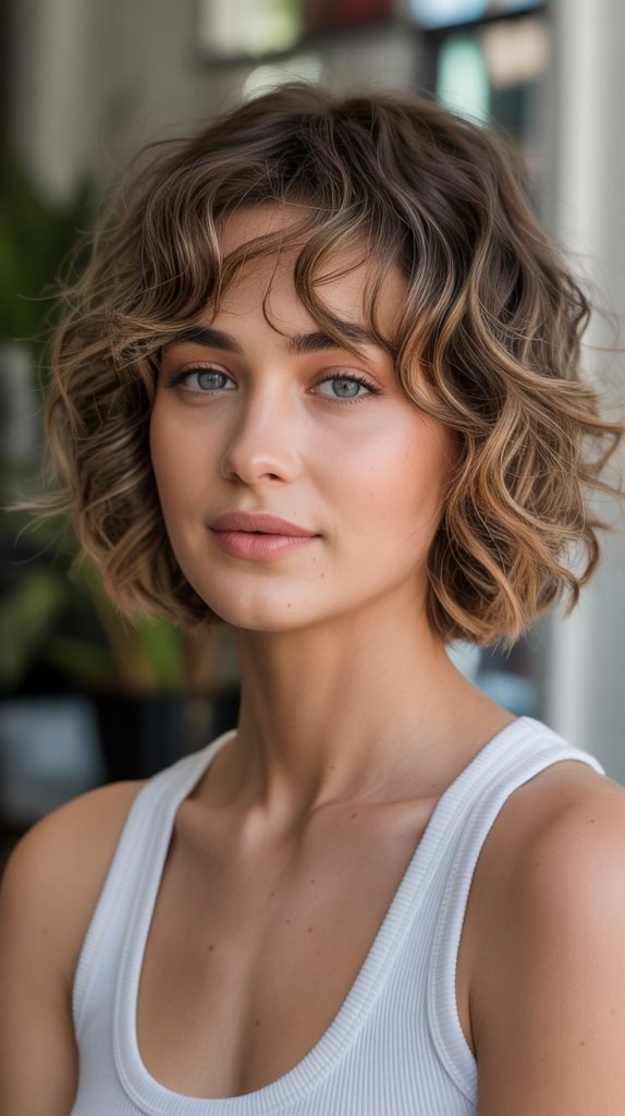 Wavy Micro Bob with Feathered Bangs