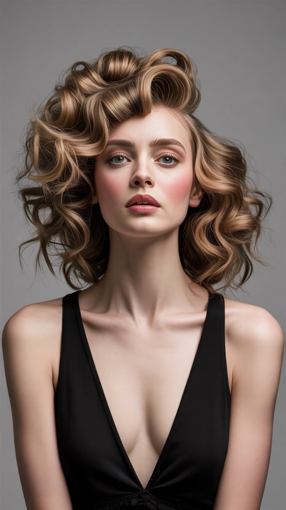 Asymmetric Fringe with Corkscrew Curls