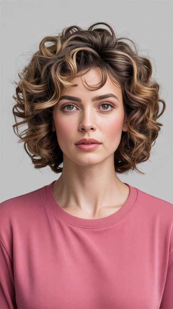 Piecey Side Bangs with Corkscrew Curls