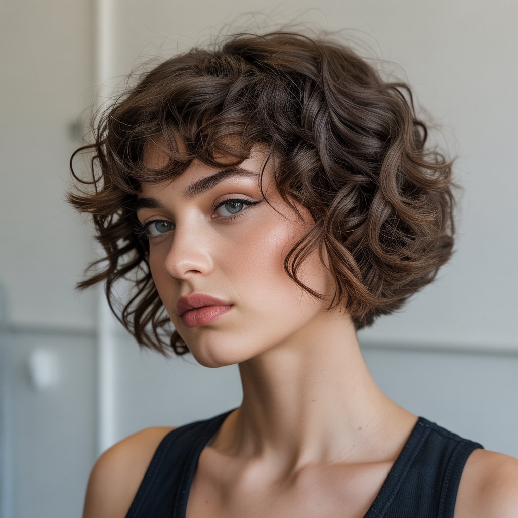 Curly French Bob with Undercut