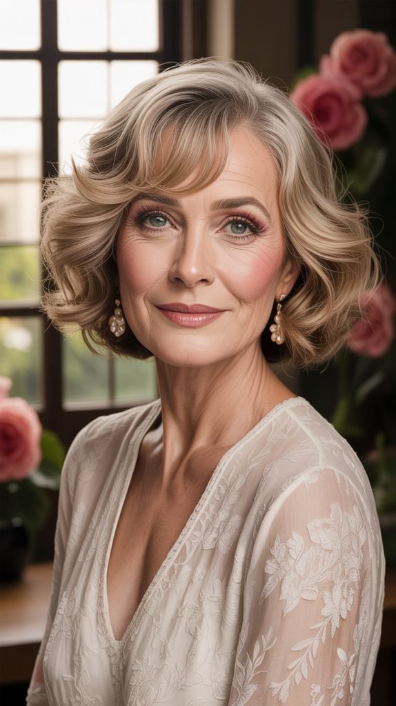 Medium-Length Waves with Face-Framing Bangs