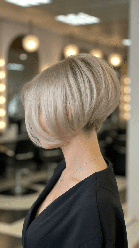 Inverted French Bob with Champagne Blonde