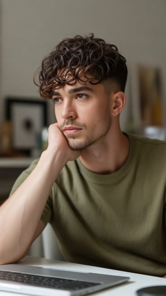  Textured Curly Bowl Cut