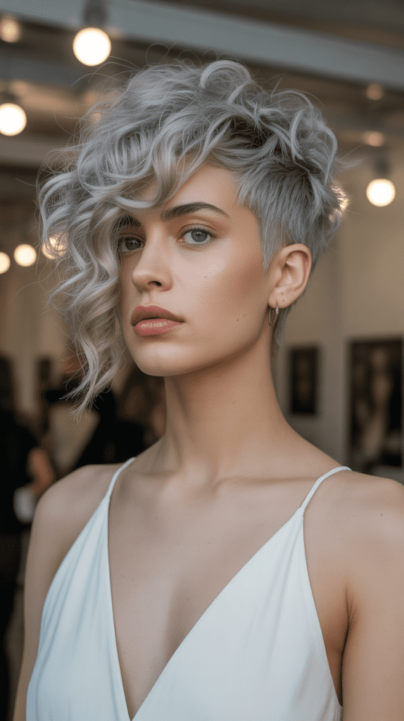  Curly Pixie with Artistic Asymmetry