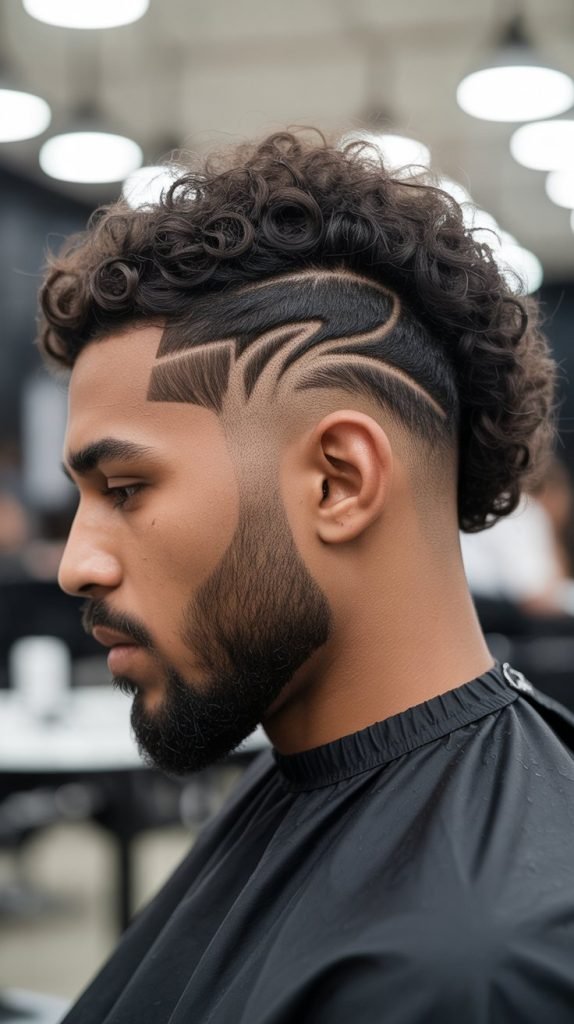 Burst Fade with Curly Mohawk