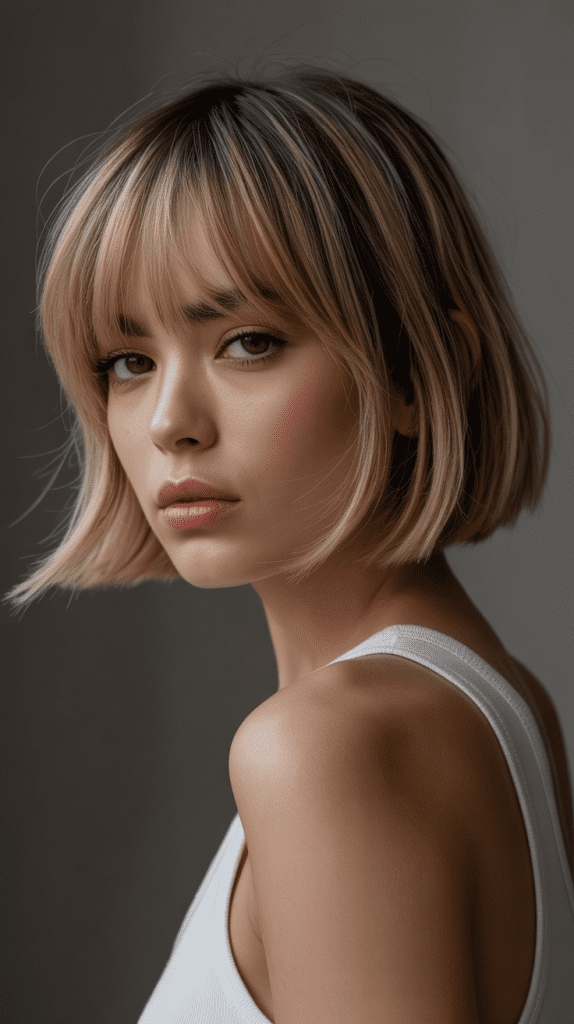 Angled Bob with Uneven Bangs