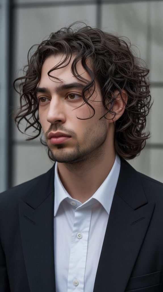  Asymmetrical Curly Mullet