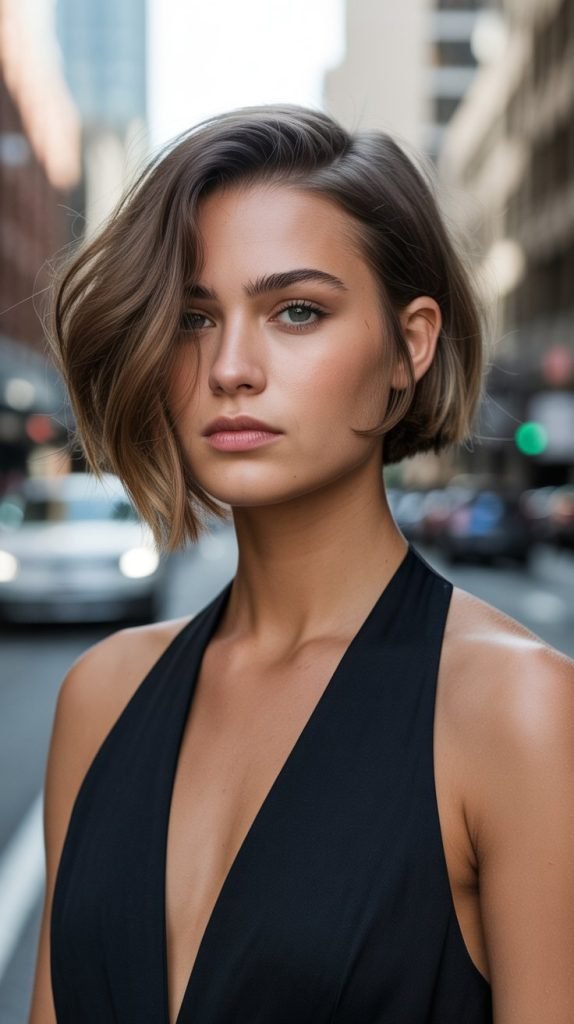 Asymmetrical Ear-Length Bob