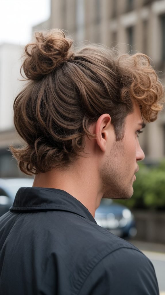 Messy Curly Top Knot