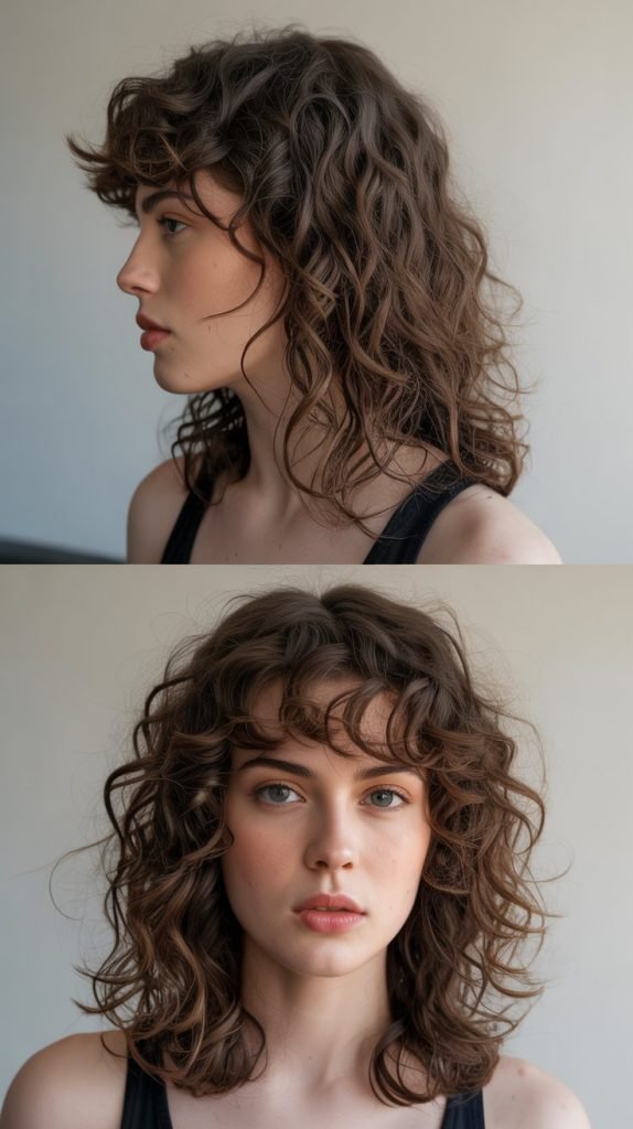 V-Shaped Curly Cut with Face-Framing Layers
