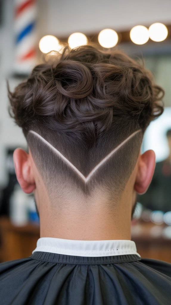 15. V-Shape Fade with Curly Back