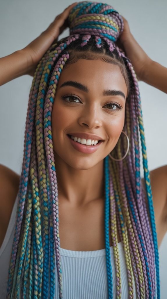 Rainbow Box Braids