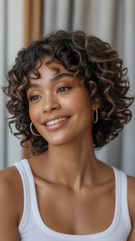 Ear-Length Bob with Spiral Curls