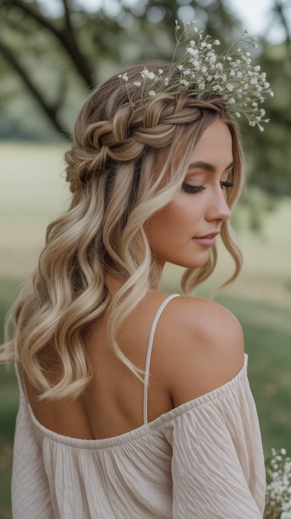  Bohemian Side Braid Crown Updo