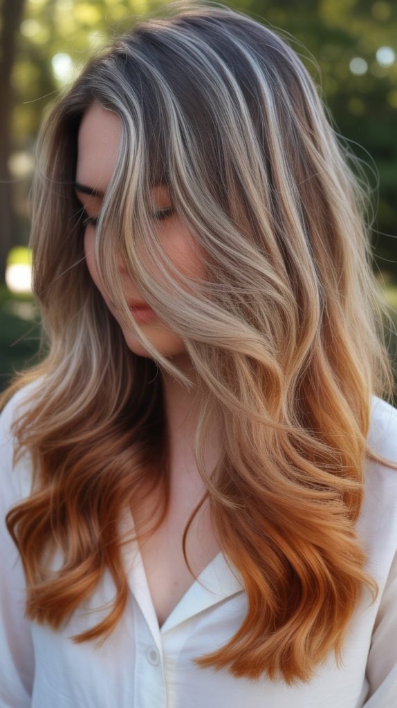 Ombré Gray to Copper Transition