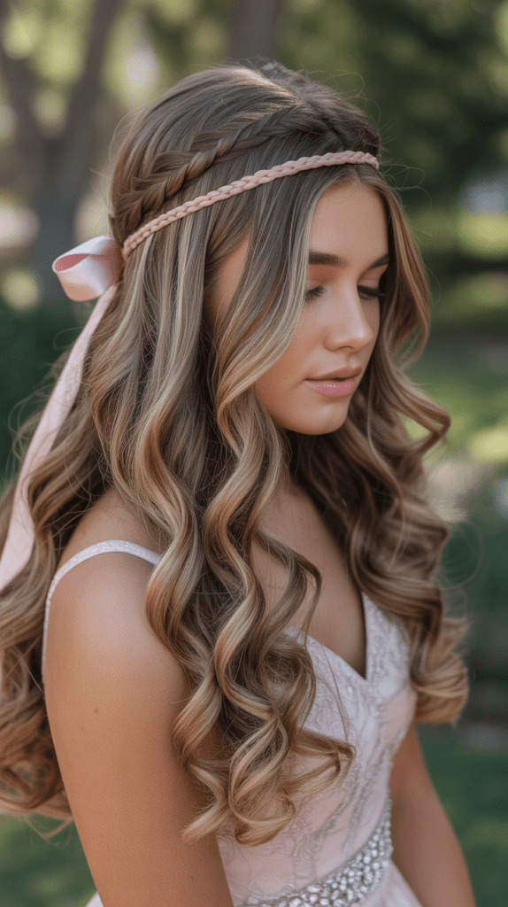 Braided Headband with Flowing Curls