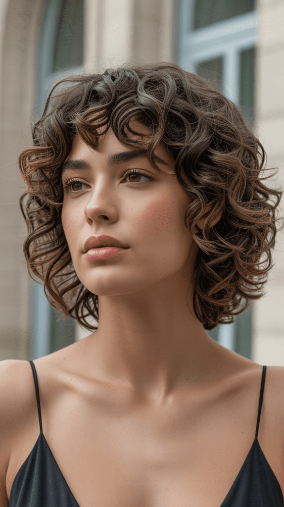 Curly French Bob with Natural Texture