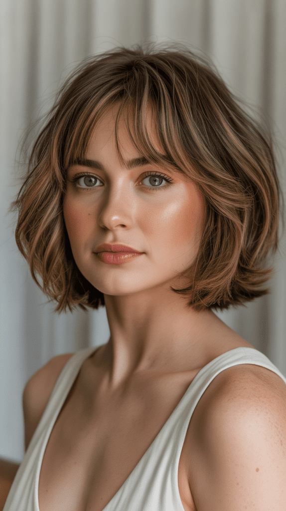 Layered French Bob with Curtain Bangs