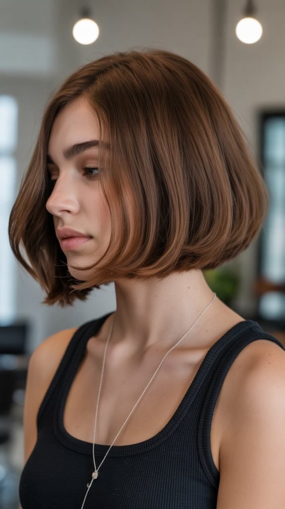 7. Rounded Blunt Bob with Curve Cutting