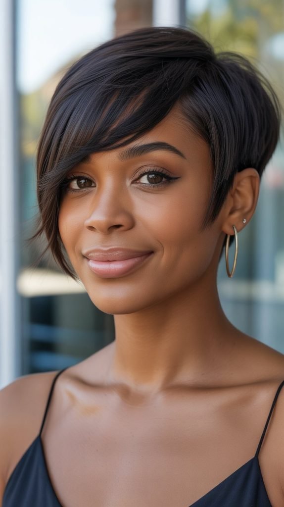 Layered Pixie with Long Bangs