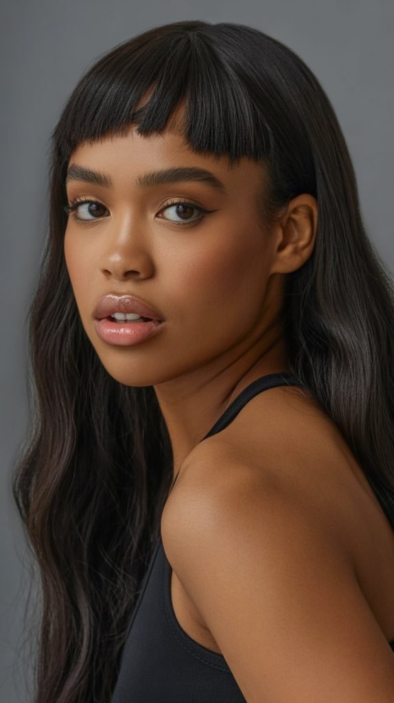 Micro Fringe with Straight Hair