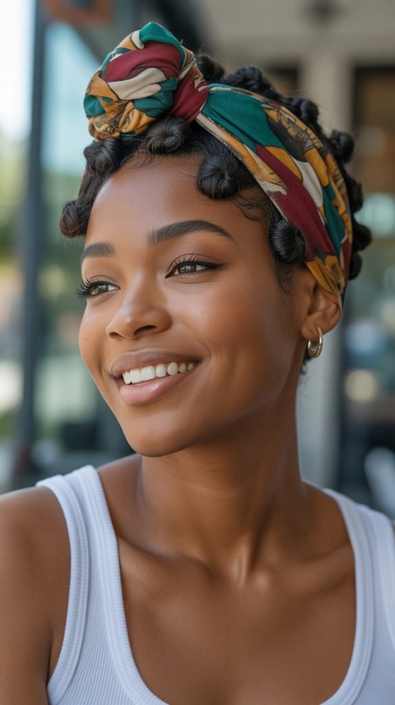  Bantu Knots on Straightened Hair