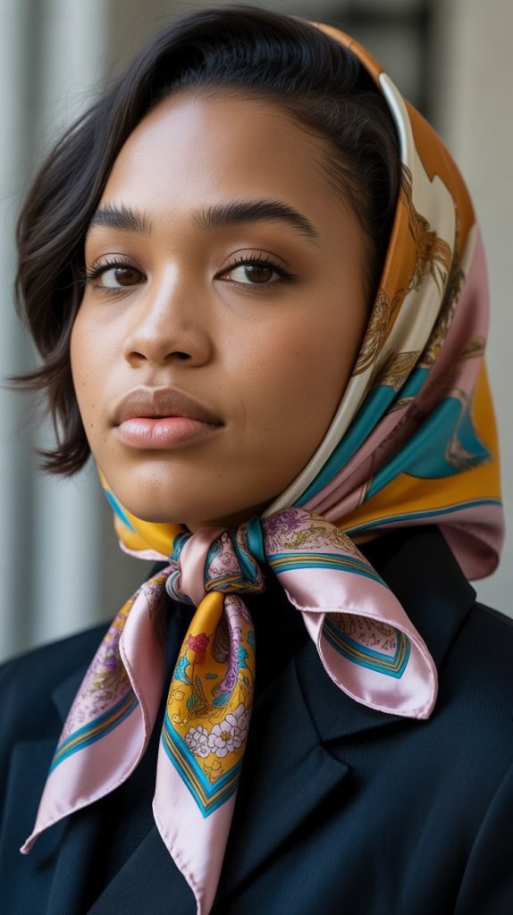 Straight Hair with Scarf