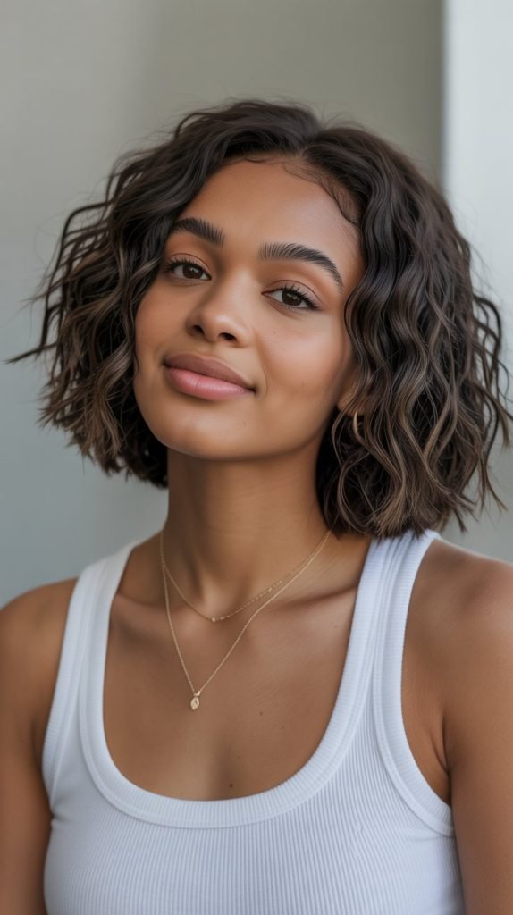 Texturized Bob with Beach Wave Effect