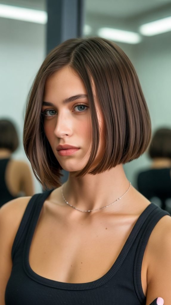Blunt-Cut Layered Bob with Internal Layers